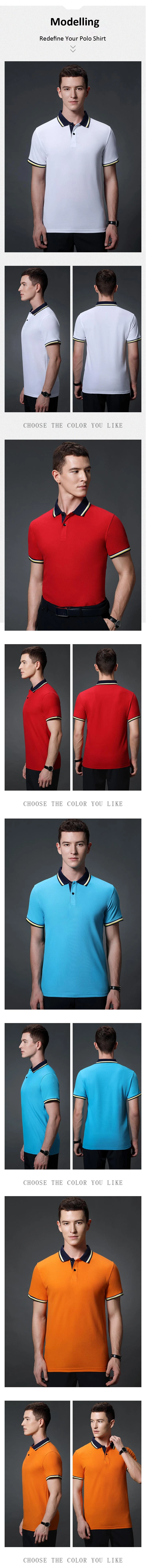 Model Long stable cotton Pique Contrast Color Lapel Polo Shirt - Only Claler