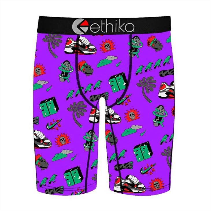 Digital pattern print cotton male pants purple pattern cute elements men's underwear seamless u shape fashion design